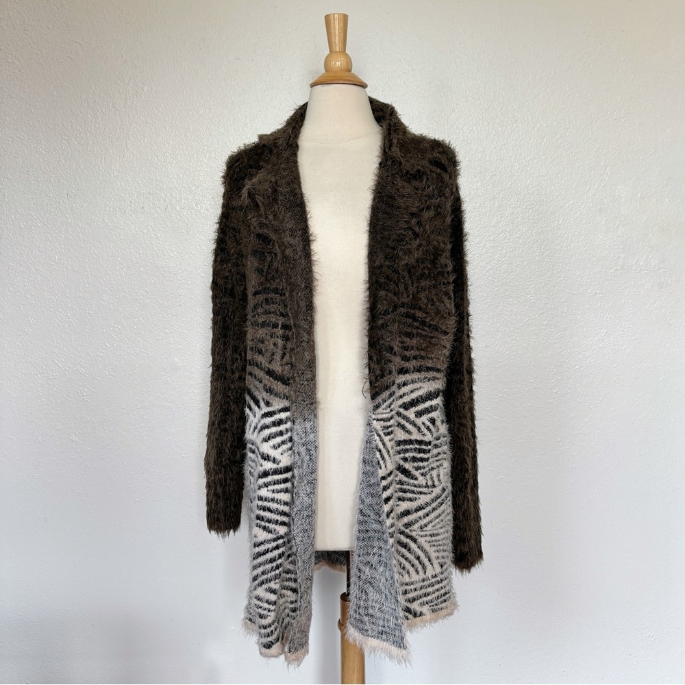 Olivers Fuzzy Brown Zebra Print Open Front Cardigan